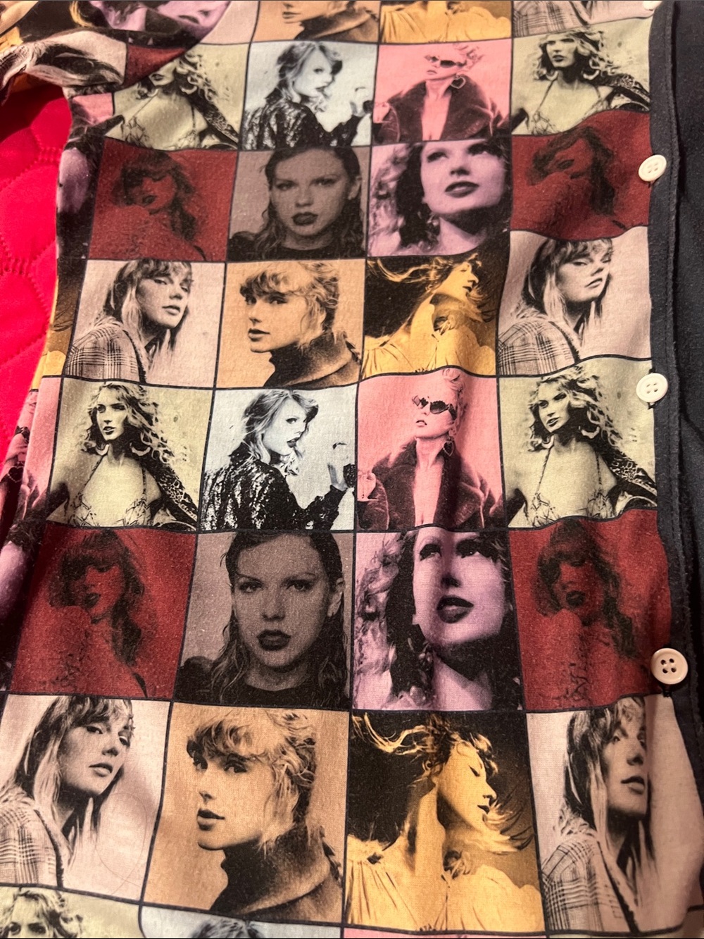 Taylor Swift Inspired Multicolor & Navy Button-Up Women’s Pajama Top - Picture 5 of 8